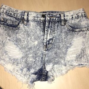 High waisted jean shorts